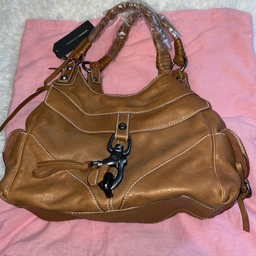 NWT Francesco Biasia Secret Love K Cognac purse